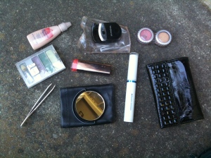 The contents of my travel makeup kit